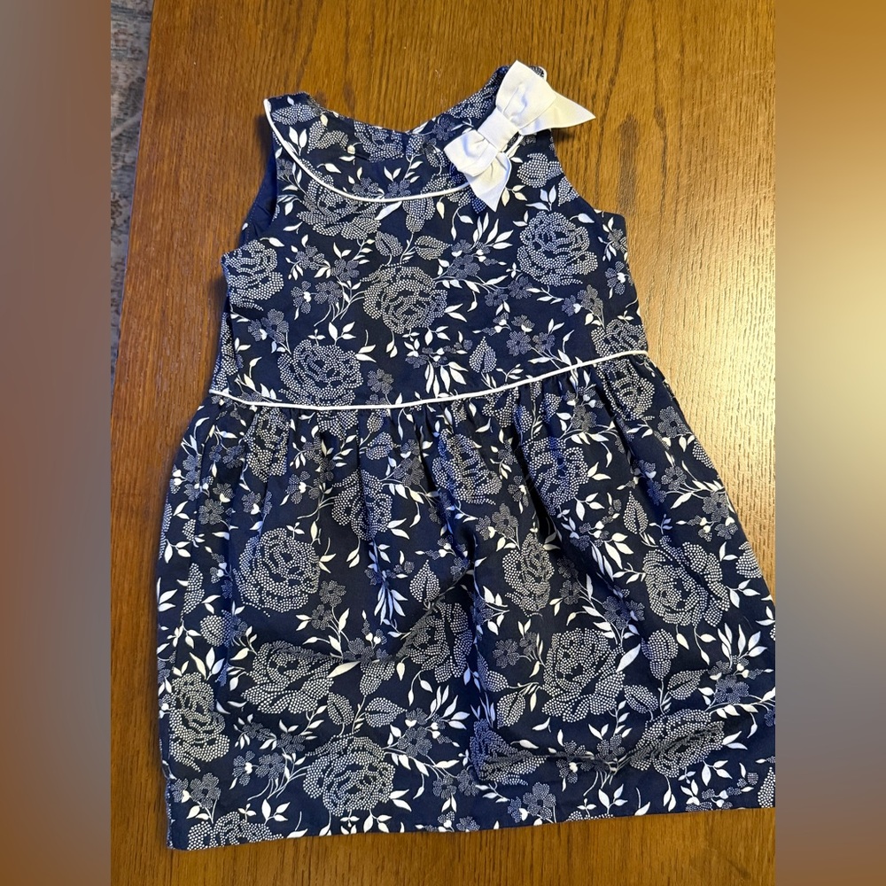 Janie and Jack Blue Dress with White Floral Pattern